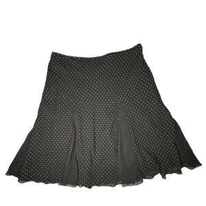 Alfani Sz 14P 100% Silk Skirt Fully Lined Black White Polka Dots Side Zipper